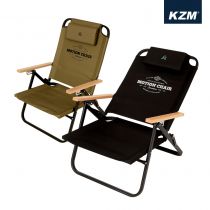 KZM 素面木手把可調低座折疊椅(卡其色)