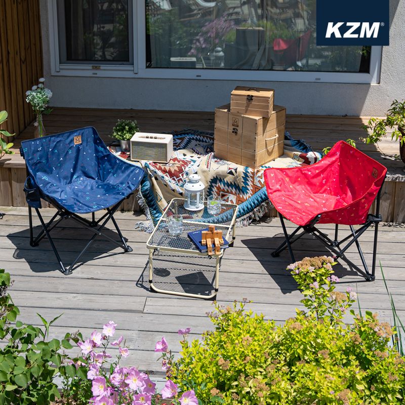 KZM 印花休閒折疊椅 黑色