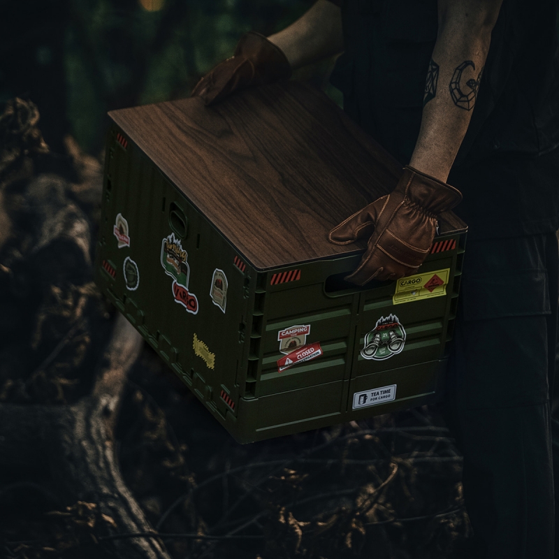 CARGO 工業風折疊收納箱-軍綠色